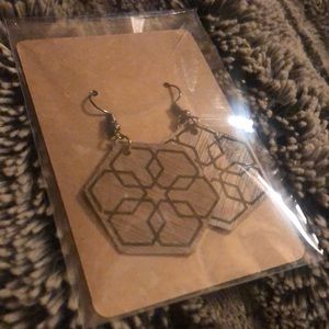 Homemade wooden earrings in black